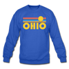 Ohio Sweatshirt - Retro Sunrise Ohio Crewneck Sweatshirt - royal blue