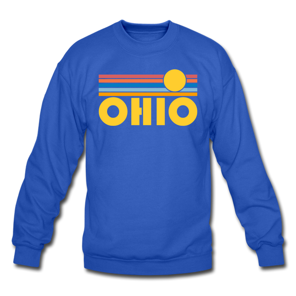 Ohio Sweatshirt - Retro Sunrise Ohio Crewneck Sweatshirt - royal blue