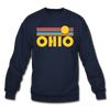 Ohio Sweatshirt - Retro Sunrise Ohio Crewneck Sweatshirt - navy