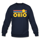 Ohio Sweatshirt - Retro Sunrise Ohio Crewneck Sweatshirt - navy