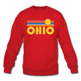 Ohio Sweatshirt - Retro Sunrise Ohio Crewneck Sweatshirt - red