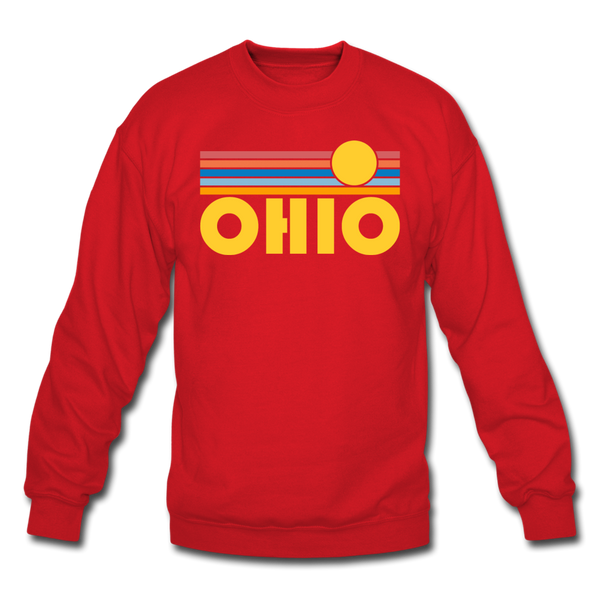 Ohio Sweatshirt - Retro Sunrise Ohio Crewneck Sweatshirt - red
