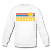 Oregon Sweatshirt - Retro Sunrise Oregon Crewneck Sweatshirt - white