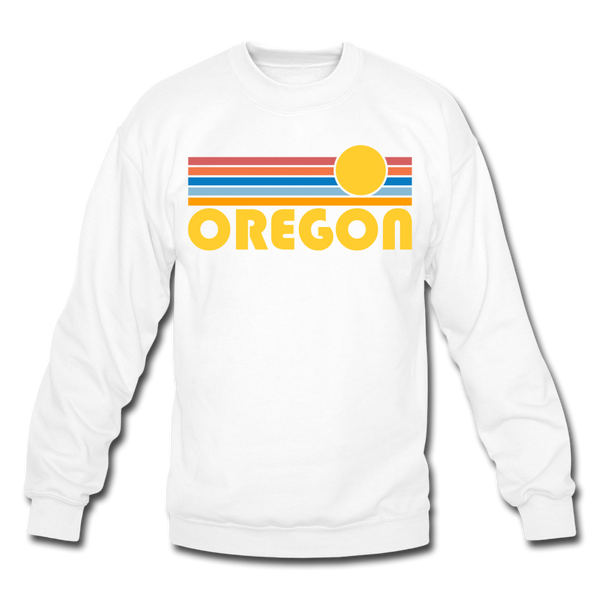Oregon Sweatshirt - Retro Sunrise Oregon Crewneck Sweatshirt - white