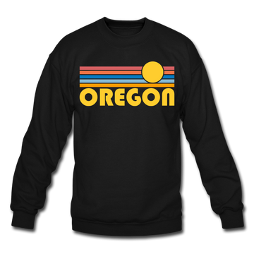 Oregon Sweatshirt - Retro Sunrise Oregon Crewneck Sweatshirt - black