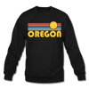 Oregon Sweatshirt - Retro Sunrise Oregon Crewneck Sweatshirt - black