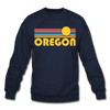 Oregon Sweatshirt - Retro Sunrise Oregon Crewneck Sweatshirt - navy