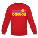 Oregon Sweatshirt - Retro Sunrise Oregon Crewneck Sweatshirt - red
