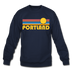 Portland, Oregon Sweatshirt - Retro Sunrise Portland Crewneck Sweatshirt - navy