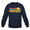 Portland, Oregon Sweatshirt - Retro Sunrise Portland Crewneck Sweatshirt - navy