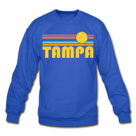 Tampa, Florida Sweatshirt - Retro Sunrise Tampa Crewneck Sweatshirt - royal blue