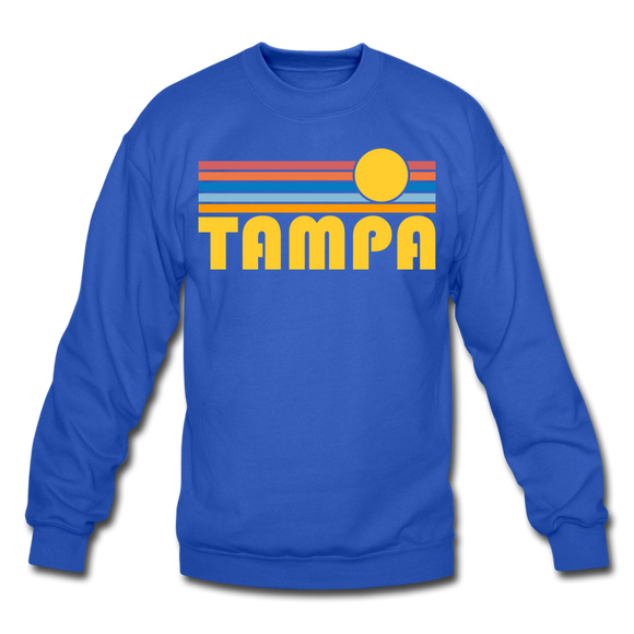 Tampa, Florida Sweatshirt - Retro Sunrise Tampa Crewneck Sweatshirt - royal blue