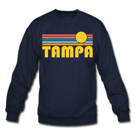 Tampa, Florida Sweatshirt - Retro Sunrise Tampa Crewneck Sweatshirt - navy