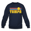 Tampa, Florida Sweatshirt - Retro Sunrise Tampa Crewneck Sweatshirt - navy
