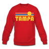 Tampa, Florida Sweatshirt - Retro Sunrise Tampa Crewneck Sweatshirt - red