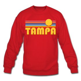 Tampa, Florida Sweatshirt - Retro Sunrise Tampa Crewneck Sweatshirt - red
