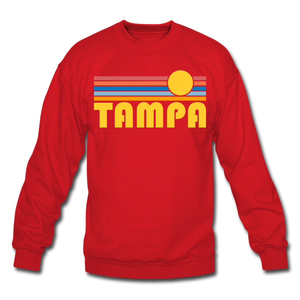 Tampa, Florida Sweatshirt - Retro Sunrise Tampa Crewneck Sweatshirt - red