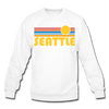 Seattle, Washington Sweatshirt - Retro Sunrise Seattle Crewneck Sweatshirt - white