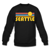 Seattle, Washington Sweatshirt - Retro Sunrise Seattle Crewneck Sweatshirt - black