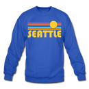 Seattle, Washington Sweatshirt - Retro Sunrise Seattle Crewneck Sweatshirt - royal blue