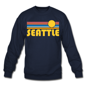 Seattle, Washington Sweatshirt - Retro Sunrise Seattle Crewneck Sweatshirt - navy