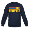 Seattle, Washington Sweatshirt - Retro Sunrise Seattle Crewneck Sweatshirt - navy
