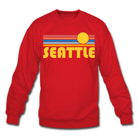 Seattle, Washington Sweatshirt - Retro Sunrise Seattle Crewneck Sweatshirt - red