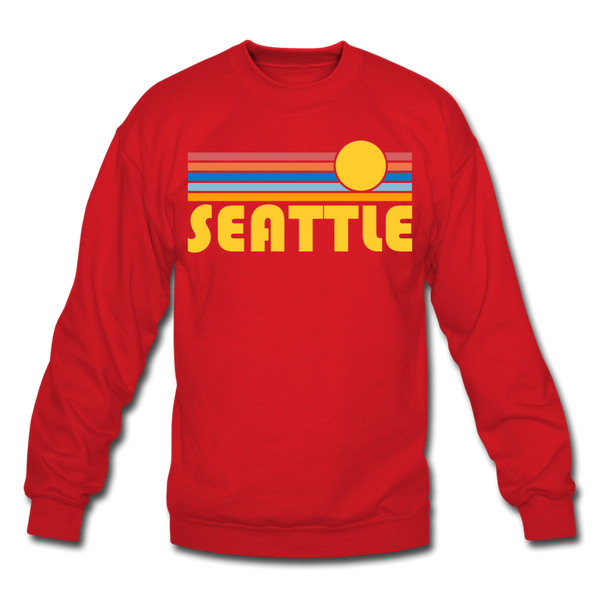 Seattle, Washington Sweatshirt - Retro Sunrise Seattle Crewneck Sweatshirt - red
