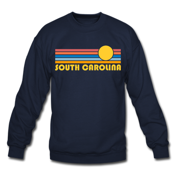 South Carolina Sweatshirt - Retro Sunrise South Carolina Crewneck Sweatshirt - navy