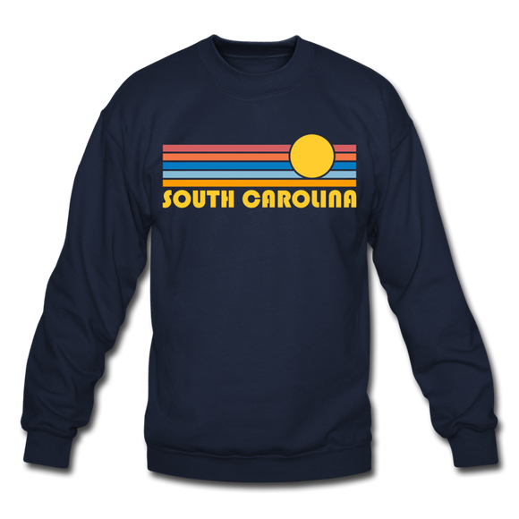 South Carolina Sweatshirt - Retro Sunrise South Carolina Crewneck Sweatshirt - navy