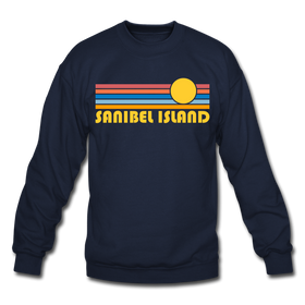 Sanibel Island, Florida Sweatshirt - Retro Sunrise Sanibel Island Crewneck Sweatshirt - navy