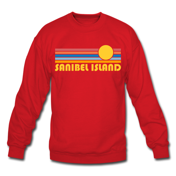 Sanibel Island, Florida Sweatshirt - Retro Sunrise Sanibel Island Crewneck Sweatshirt - red