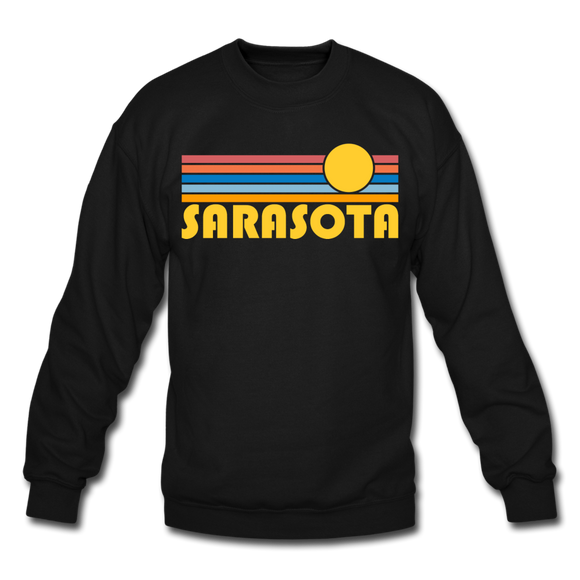 Sarasota, Florida Sweatshirt - Retro Sunrise Sarasota Crewneck Sweatshirt - black