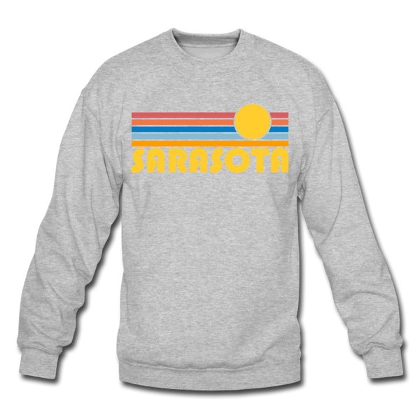 Sarasota, Florida Sweatshirt - Retro Sunrise Sarasota Crewneck Sweatshirt - heather gray