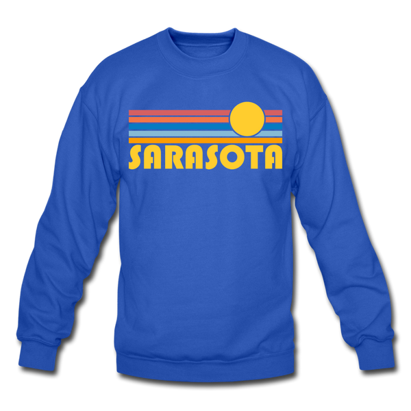 Sarasota, Florida Sweatshirt - Retro Sunrise Sarasota Crewneck Sweatshirt - royal blue