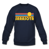 Sarasota, Florida Sweatshirt - Retro Sunrise Sarasota Crewneck Sweatshirt - navy