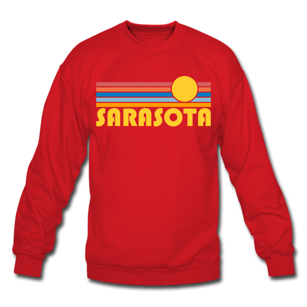 Sarasota, Florida Sweatshirt - Retro Sunrise Sarasota Crewneck Sweatshirt - red