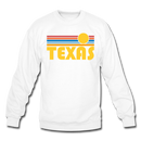 Texas Sweatshirt - Retro Sunrise Texas Crewneck Sweatshirt - white