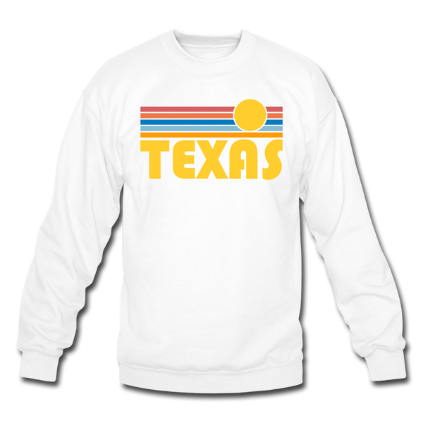 Texas Sweatshirt - Retro Sunrise Texas Crewneck Sweatshirt - white