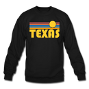 Texas Sweatshirt - Retro Sunrise Texas Crewneck Sweatshirt - black