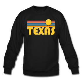 Texas Sweatshirt - Retro Sunrise Texas Crewneck Sweatshirt - black
