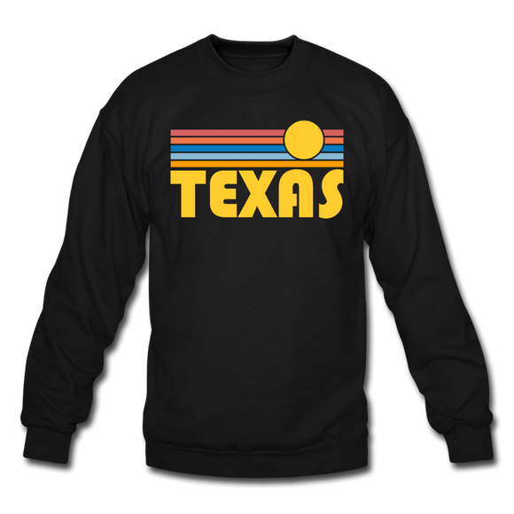 Texas Sweatshirt - Retro Sunrise Texas Crewneck Sweatshirt - black
