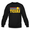 Texas Sweatshirt - Retro Sunrise Texas Crewneck Sweatshirt - black