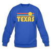 Texas Sweatshirt - Retro Sunrise Texas Crewneck Sweatshirt - royal blue