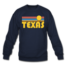 Texas Sweatshirt - Retro Sunrise Texas Crewneck Sweatshirt - navy