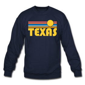 Texas Sweatshirt - Retro Sunrise Texas Crewneck Sweatshirt - navy
