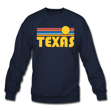 Texas Sweatshirt - Retro Sunrise Texas Crewneck Sweatshirt - navy