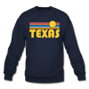 Texas Sweatshirt - Retro Sunrise Texas Crewneck Sweatshirt - navy