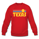 Texas Sweatshirt - Retro Sunrise Texas Crewneck Sweatshirt - red