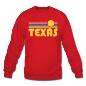 Texas Sweatshirt - Retro Sunrise Texas Crewneck Sweatshirt - red